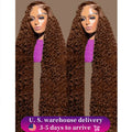 Chocolate Brown Water Wave Curly Wigs